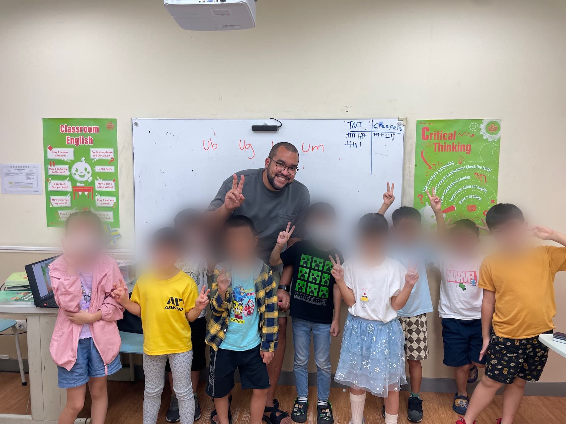 Nathan teaching a class of young students in Taipei, Taiwan